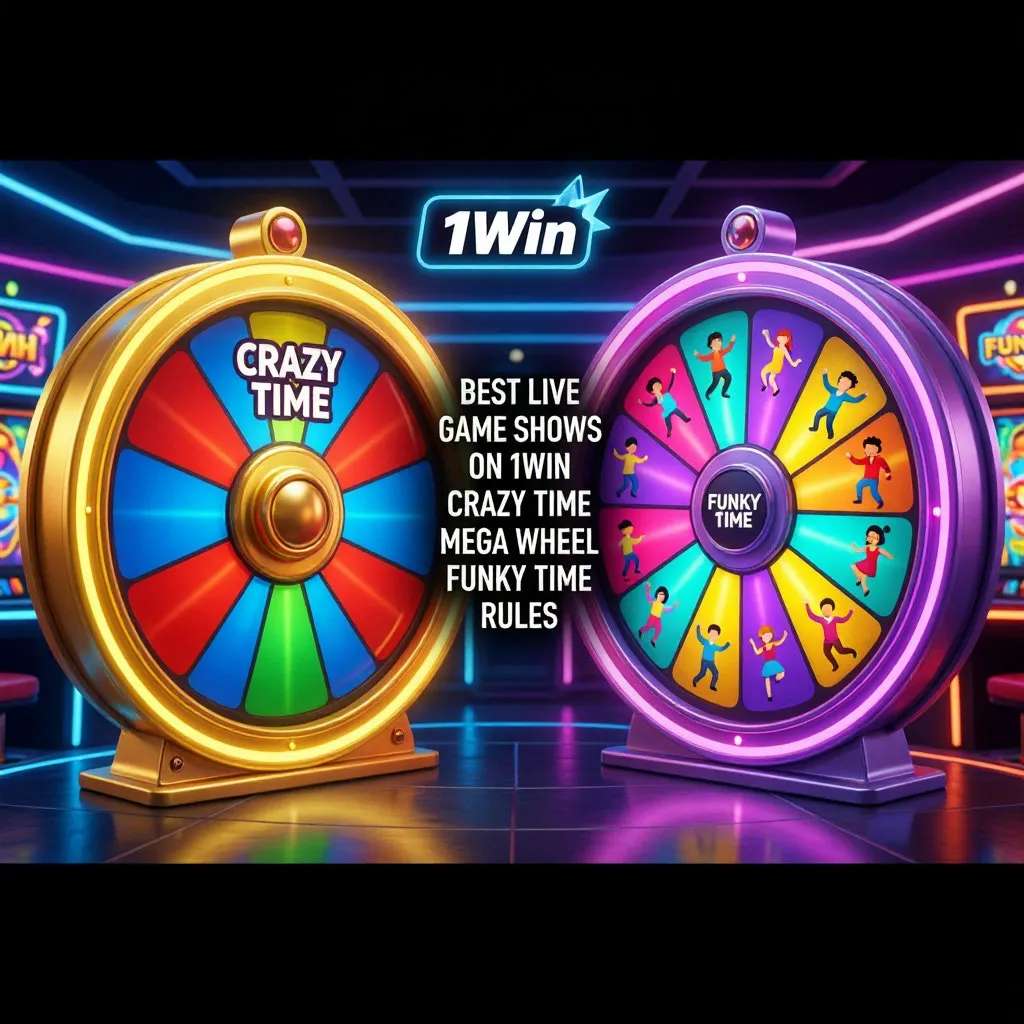 Best live game shows on 1Win: crazy time, mega wheel, and funky time rules